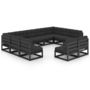 Voir la diapositive 2 : VIDAXL Salon de jardin 11 pcs avec coussins Noir Bois de pin massif