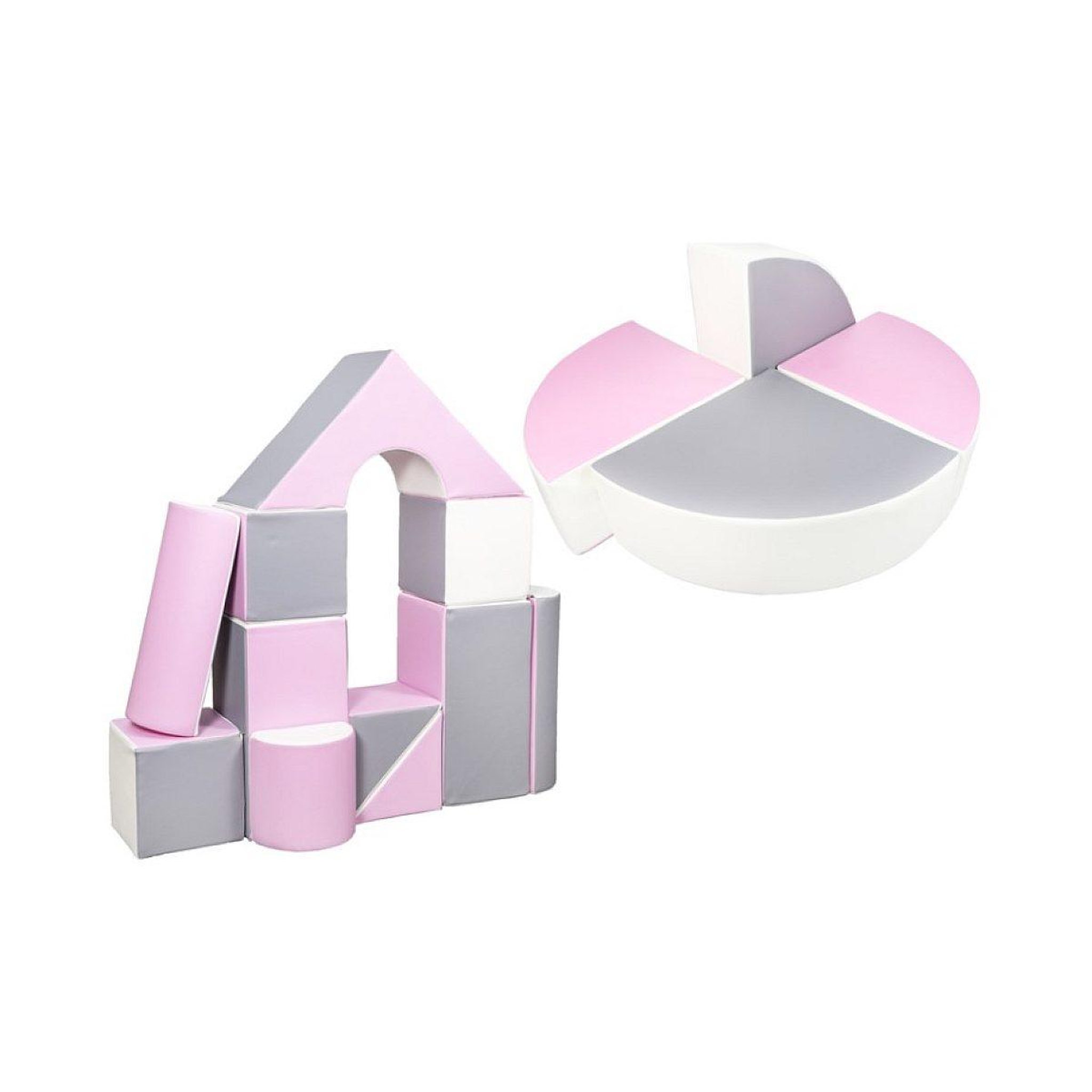 VELINDA Set de 15 blocs en mousse le jeu blanc rose gris