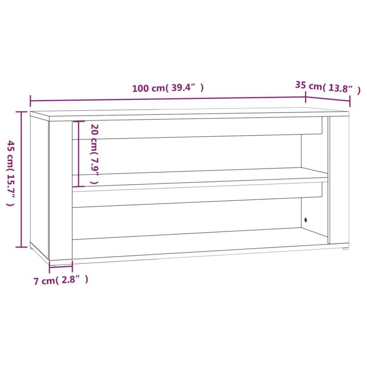 VIDAXL Etagere a chaussures Gris beton 100x35x45 cm Bois d'ingenierie