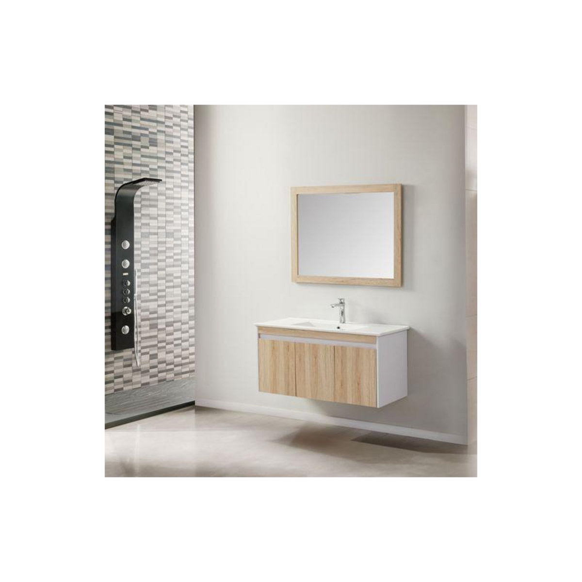 WILSA Ensemble de salle de bain bois et blanc 99 cm