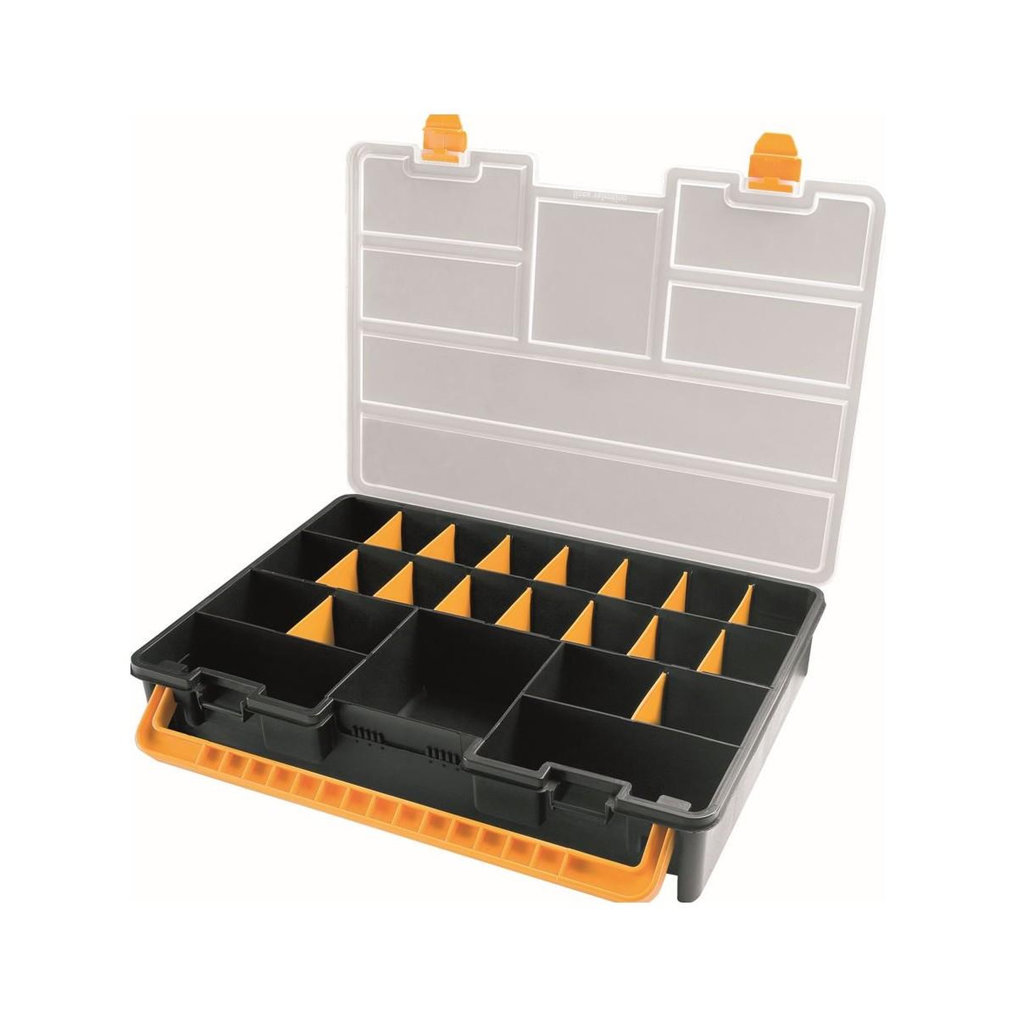 ART PLAST Boîte de rangement professionnelle organiseur 23 compartiments amovibles noir orange 44.3 x 31.7 x 8 cm artplast