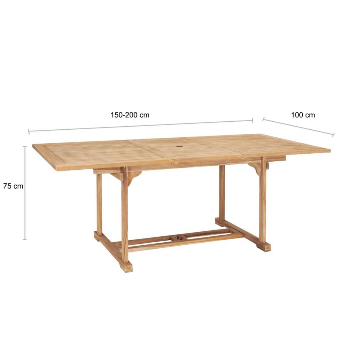 VIDAXL Table de jardin extensible 150-200x100x75 cm Teck solide