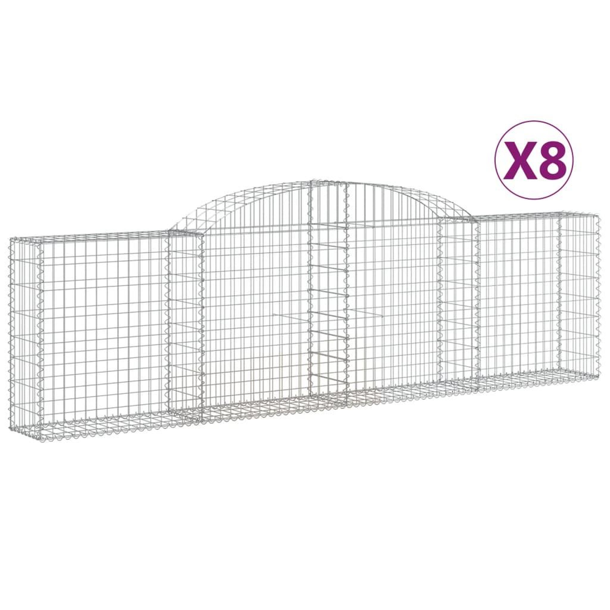 Voir la diapositive 2 : VIDAXL Paniers a gabions arques 8 pcs 300x30x80/100 cm fer galvanise