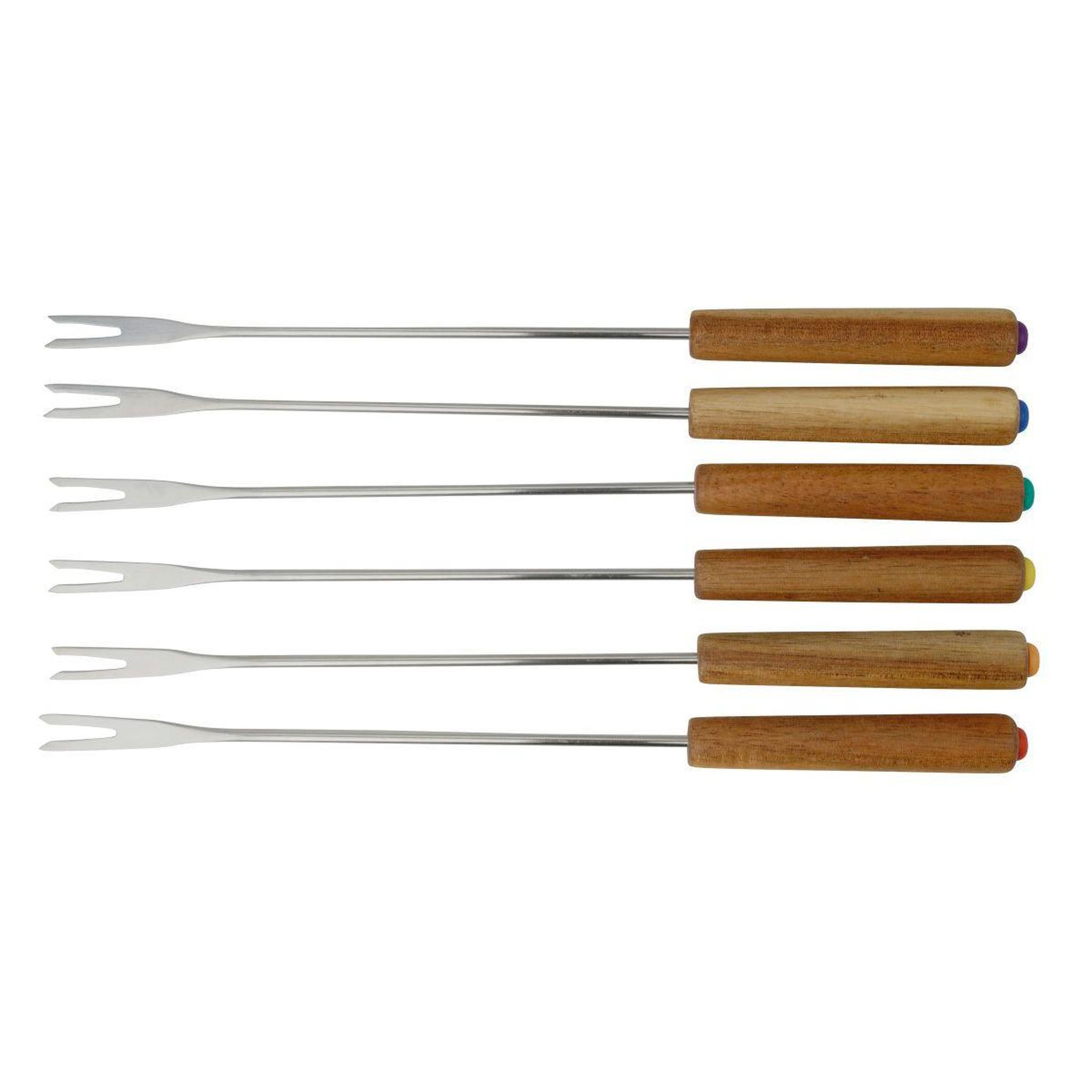 Voir la diapositive 2 : Fackelmann Lot de 6 fourchettes à fondue savoyarde en bois FSC Fackelmann Nature