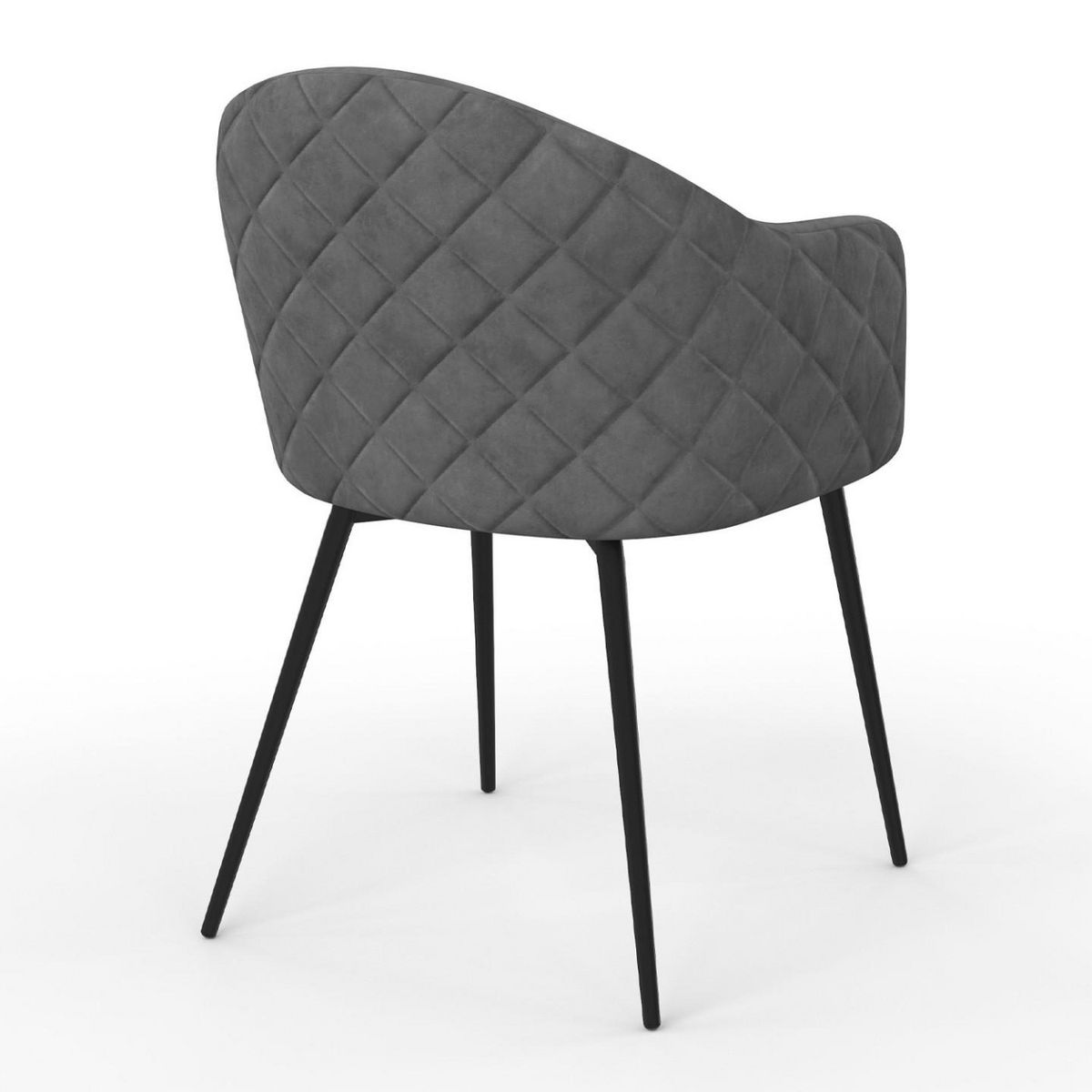 ID MARKET Lot de 2 chaises de salle à manger, fauteuils de table MOLY en velours gaufré gris foncé