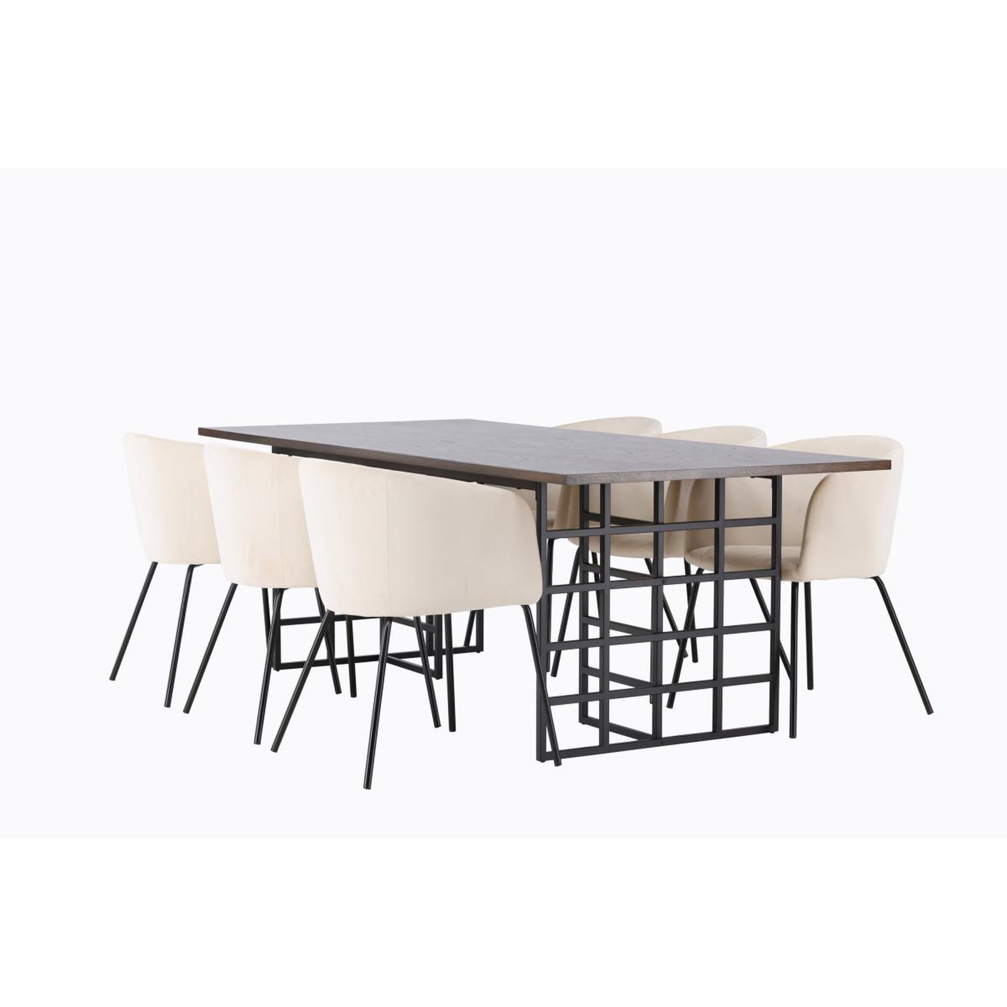 Voir la diapositive 4 : Paris Prix Ensemble table à manger & 6 chaises  ystad & berit  220cm moka & beige