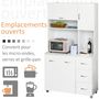 Voir la diapositive 5 : HOMCOM HOMCOM Armoire de cuisine multi-rangements 4 portes 3 tiroirs étagère + grand plateau 100L x 39l x 183H cm MDF blanc