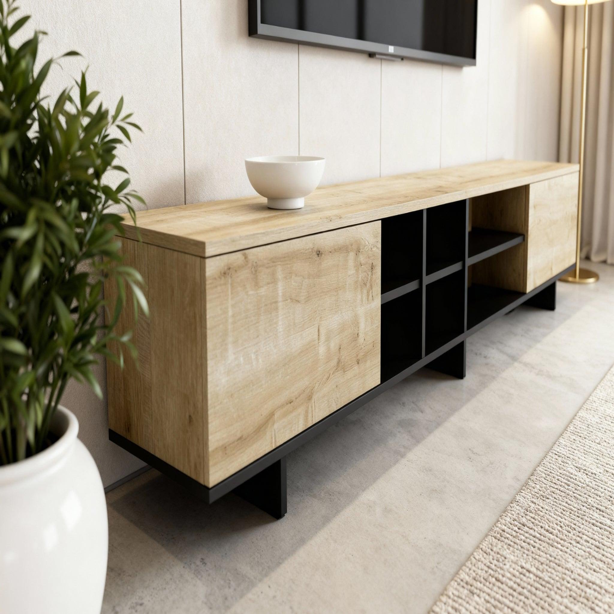 Voir la diapositive 3 : CASANOVA PARIS Calyo - meuble tv 2 portes 230cm en mélamine