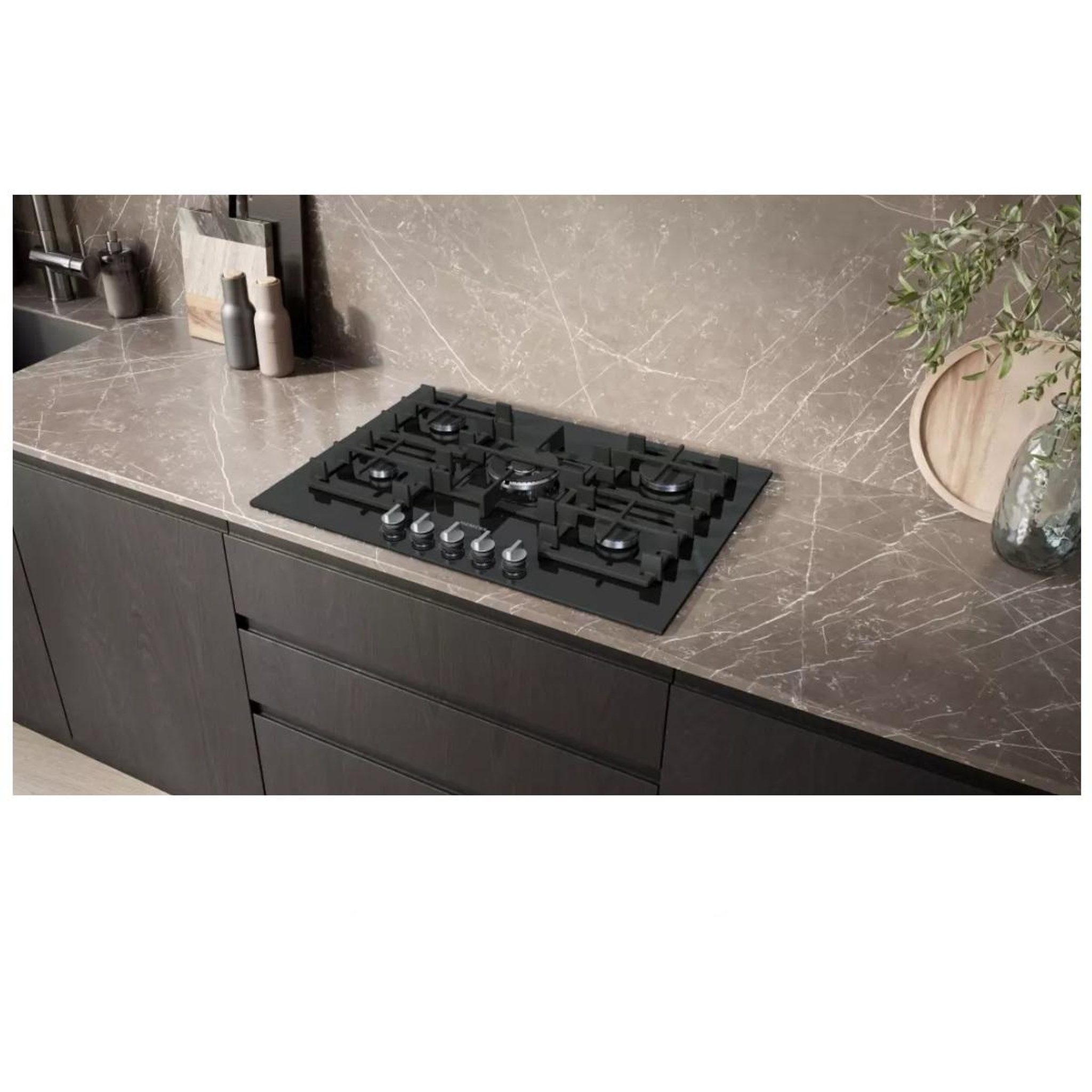 Voir la diapositive 3 : Siemens Table de cuisson gaz 75cm 5 feux 11500w noir - ep7a6qi40