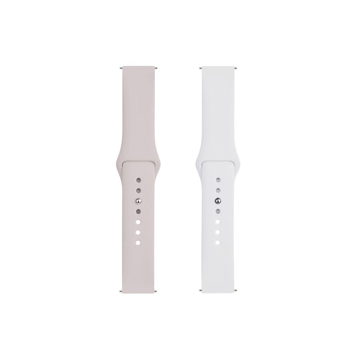 IBROZ Bracelet Samsung/Huawei SoftTouch 22mm blanc+rose