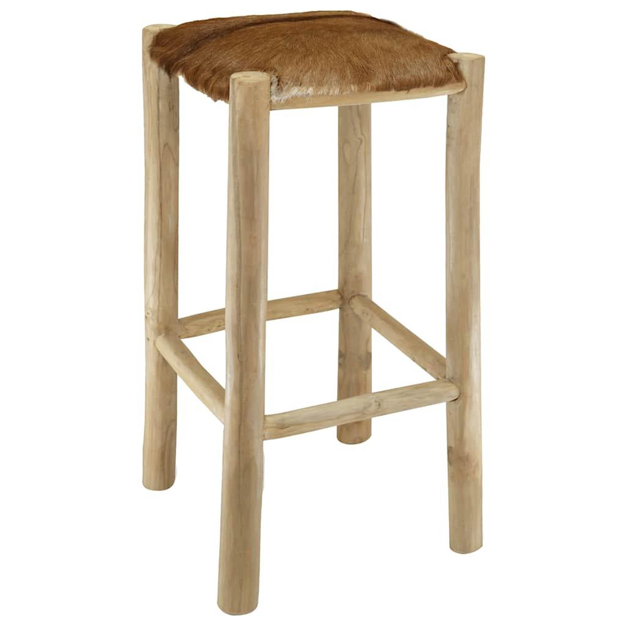 Voir la diapositive 5 : VIDAXL Tabouret de bar cuir de chevre et bois de teck solide