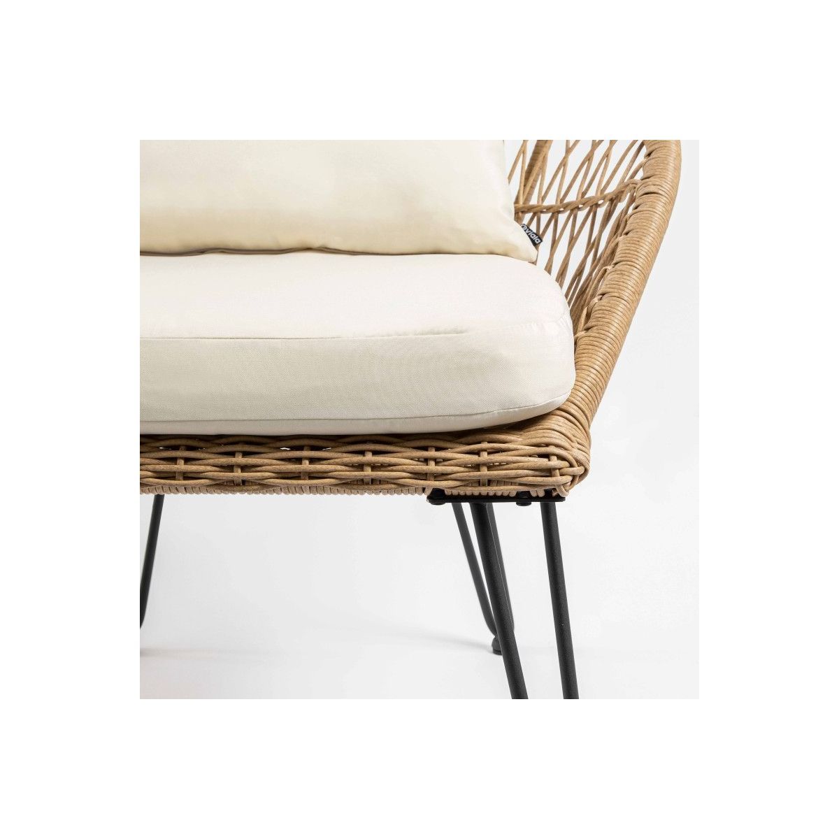 Oviala Lot de 2 fauteuils de jardin avec coussins - Imitation rotin