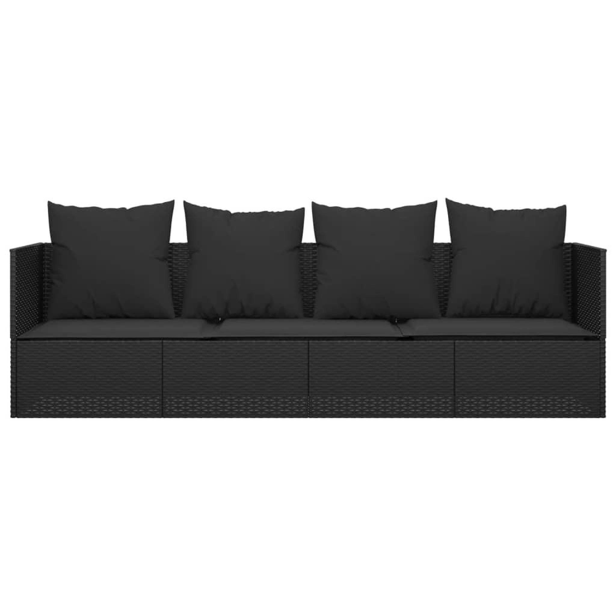Voir la diapositive 3 : VIDAXL Lit de salon d'exterieur avec coussins Noir Resine tressee