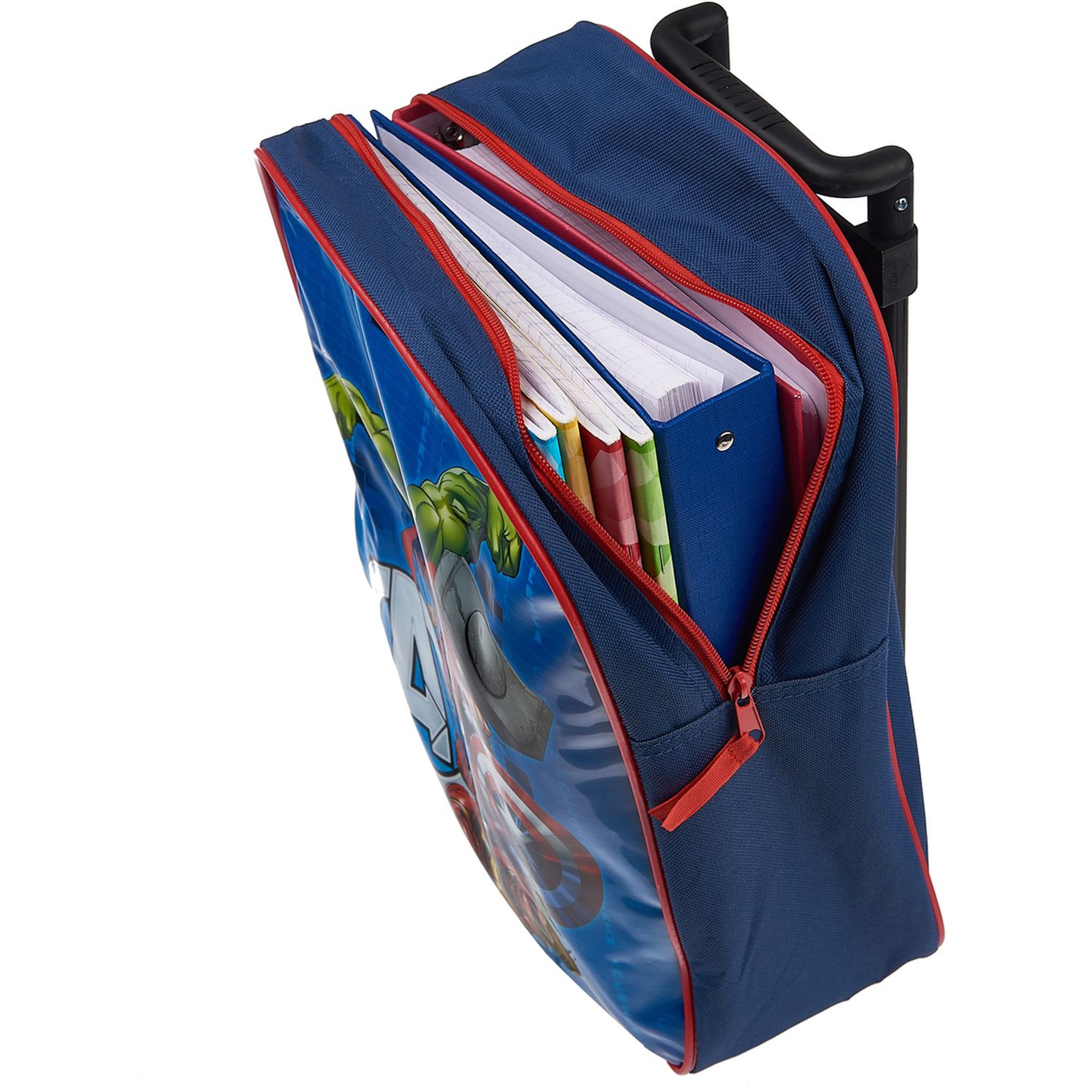 Voir la diapositive 4 : MARVEL Sac maternelle à roulettes Bleu AVENGERS