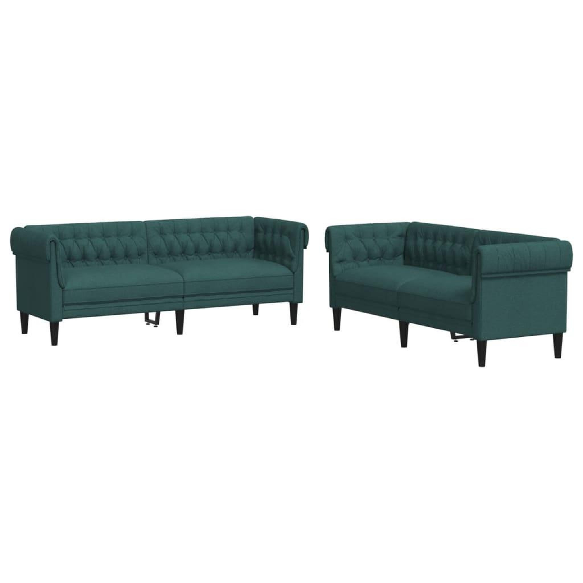 Voir la diapositive 2 : VIDAXL Ensemble de canapes 2 pcs vert fonce tissu