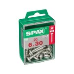 CENTRALE BRICO Lot De 20 Vis Acier Tête Ronde Pozidriv, Diam.6 Mm X L.30 Mm