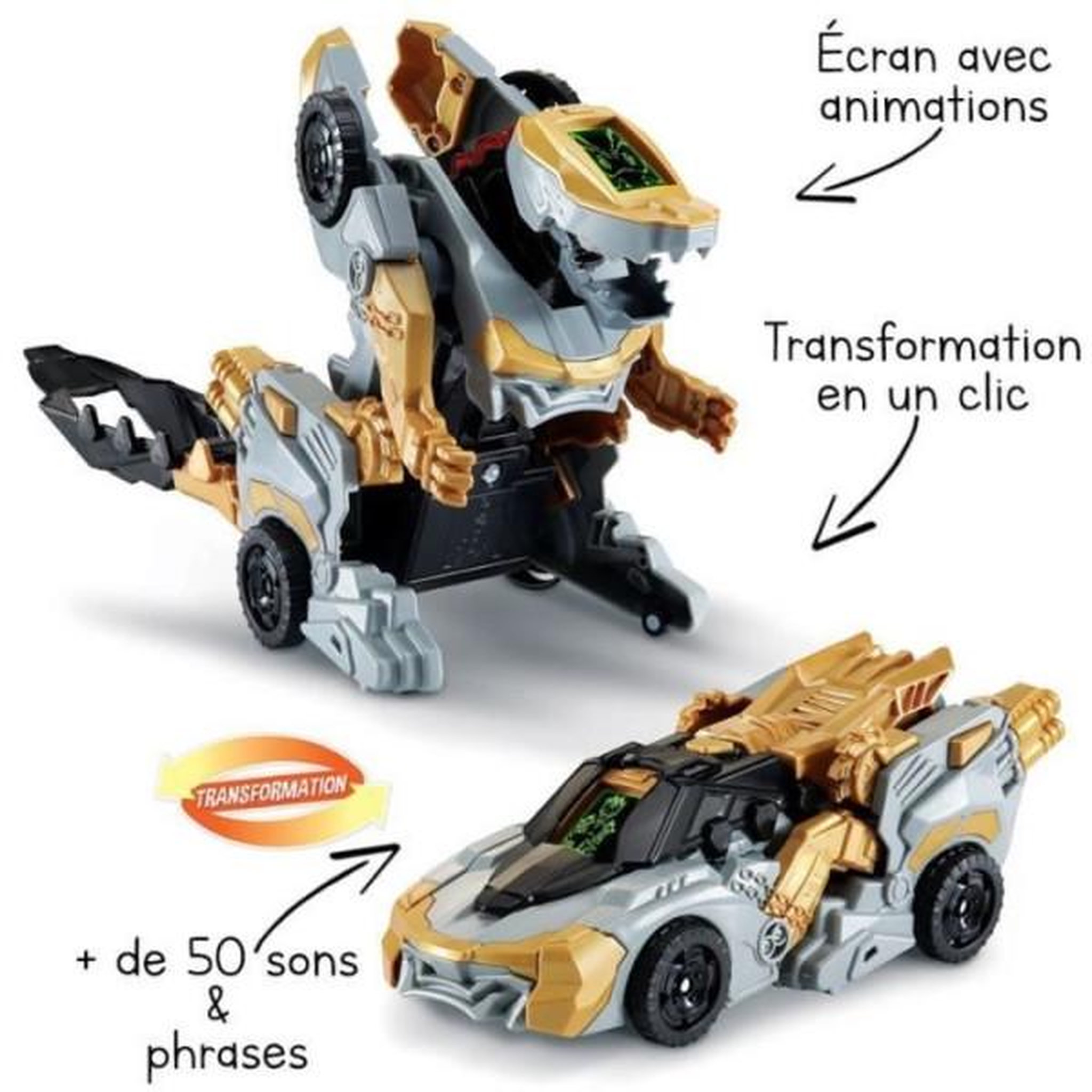 Voir la diapositive 4 : VTECH VTECH - Switch & Go Dinos - 1'Click - Vulcanion, Méga Dragon - Enfant - Pile - Marron, noir et gris