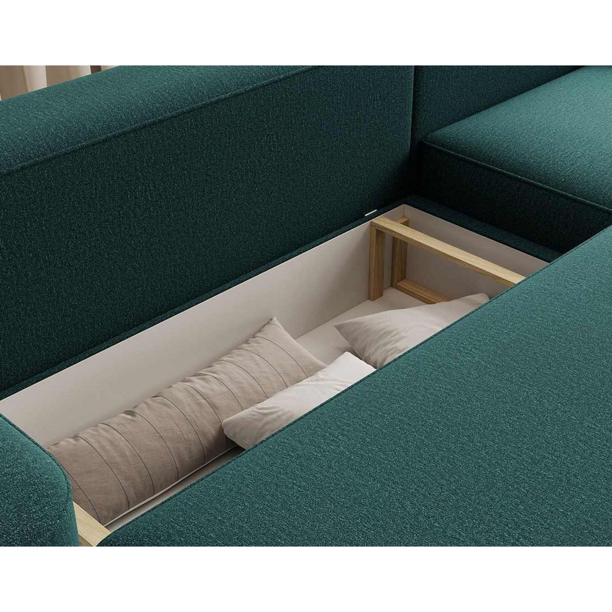 BEST MOBILIER Sam - canapé d'angle droit 4 places convertible avec coffre en tissu