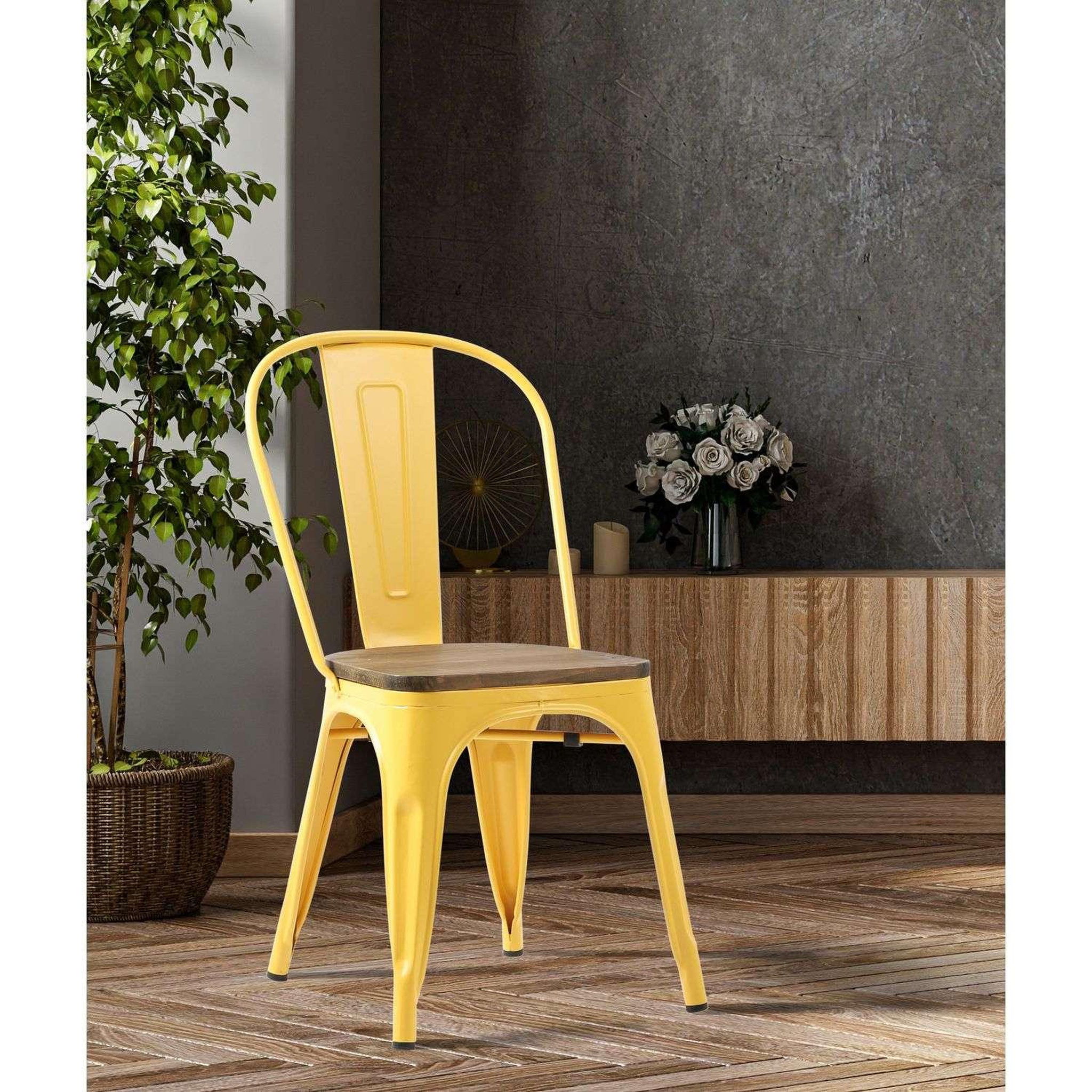 Voir la diapositive 4 : TOILINUX Lot de 4 chaises vintage liv h84 cm - jaune