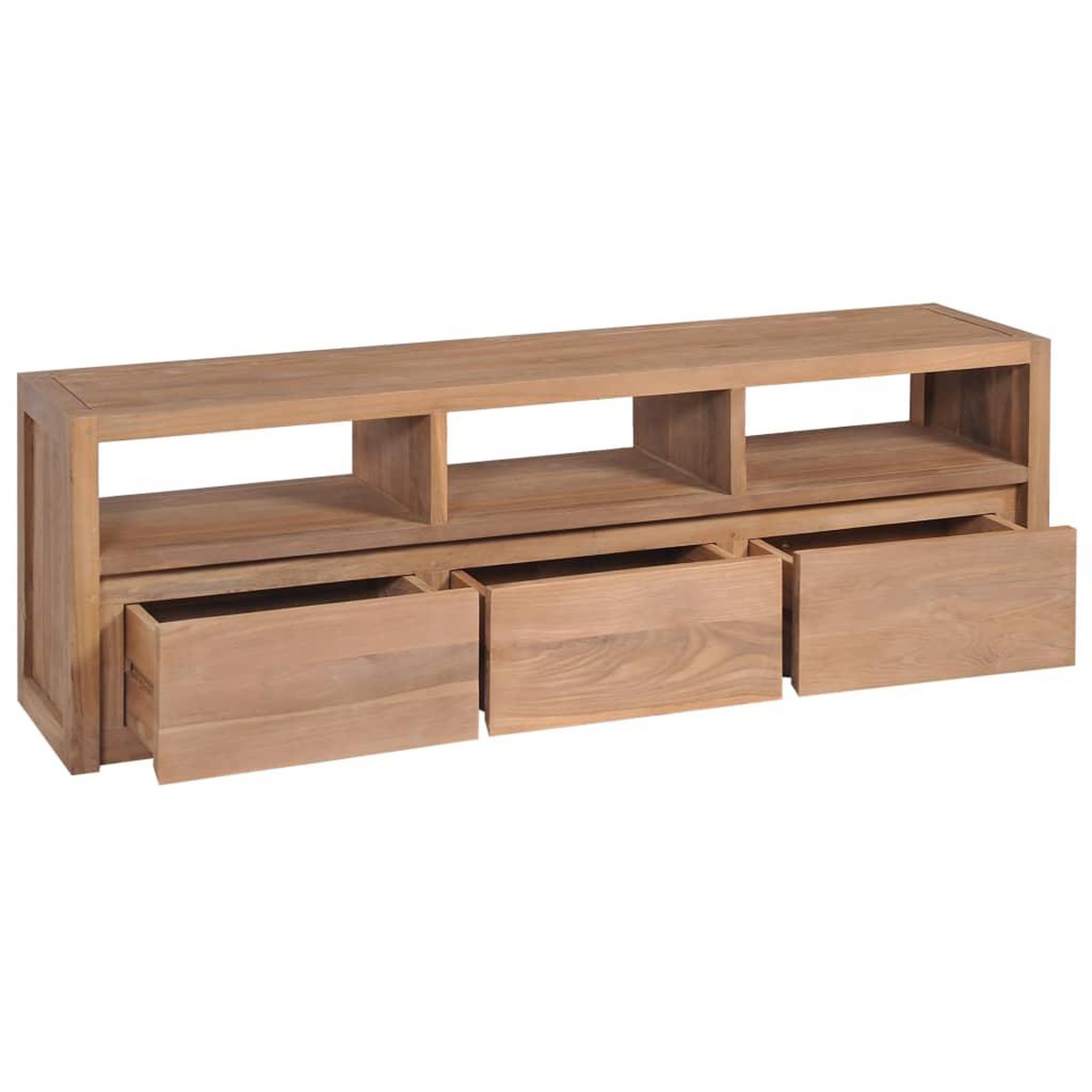 Voir la diapositive 2 : VIDAXL Meuble TV Bois massif de teck et finition naturelle 120x30x40cm