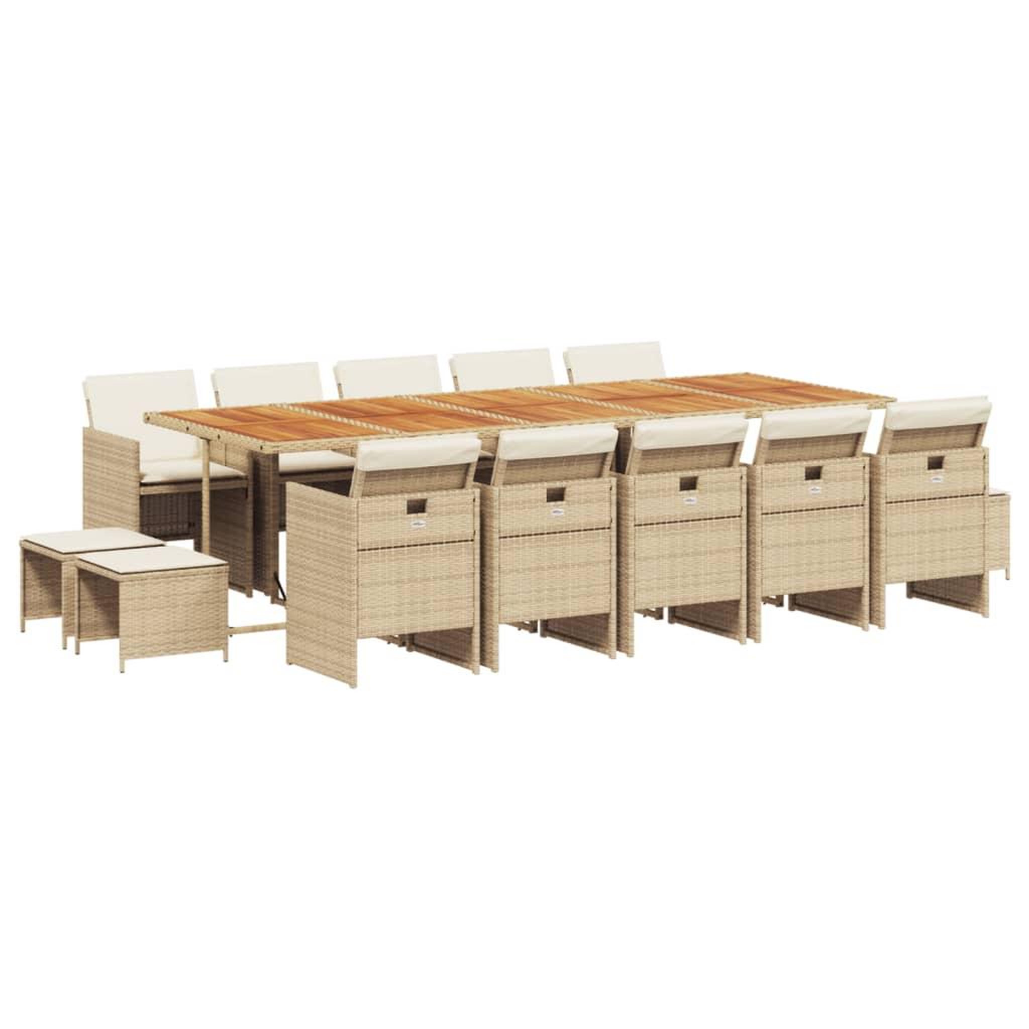 Voir la diapositive 2 : VIDAXL Ensemble a manger de jardin et coussins 15 pcs beige