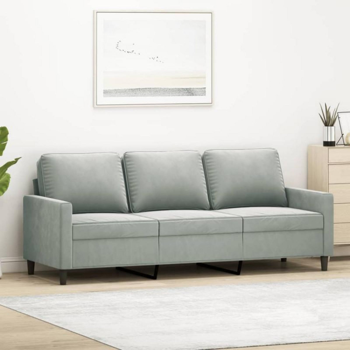 VIDAXL Canapé à 3 places Gris clair 180 cm Velours