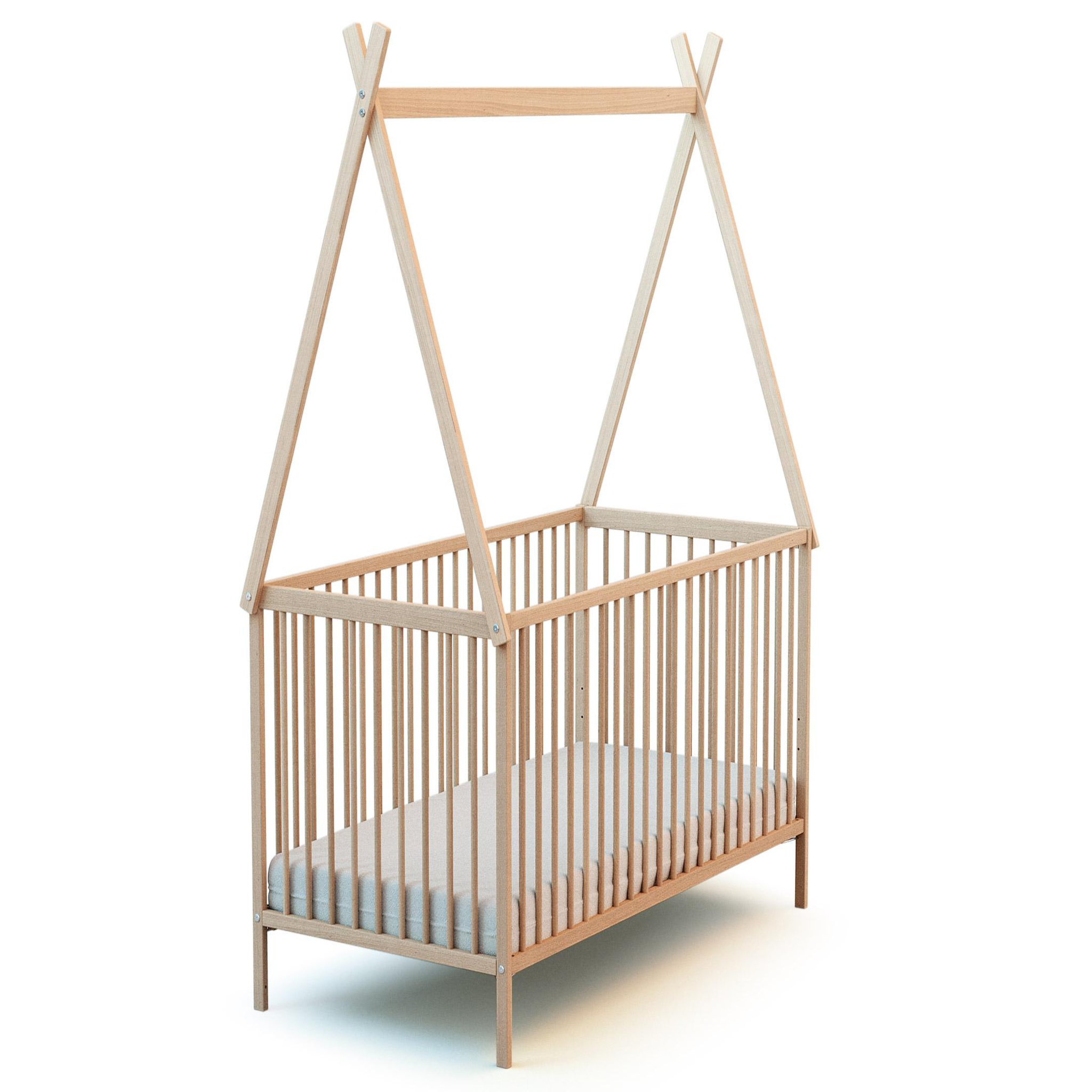 Voir la diapositive 1 : WEBABY Lit bébé en bois 70 x 140 cm avec tipi