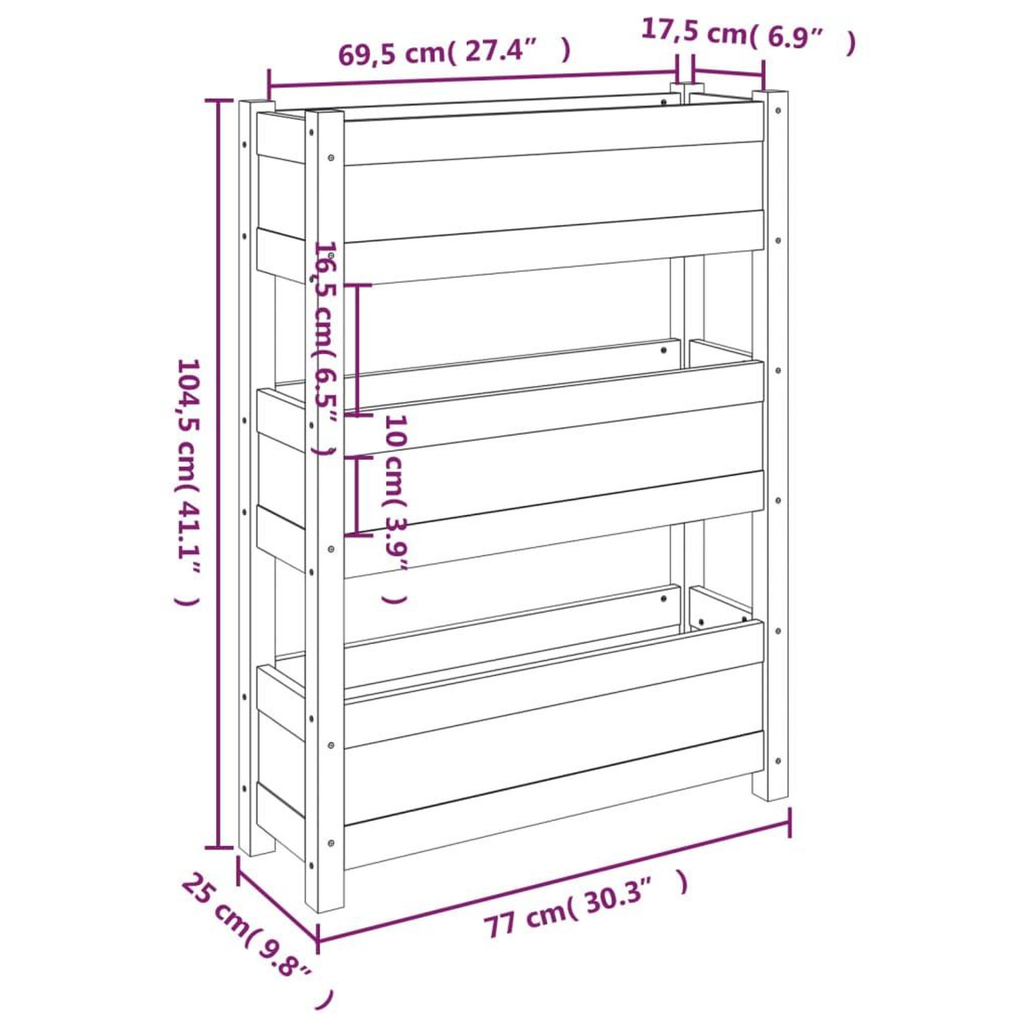 Voir la diapositive 6 : VIDAXL Jardiniere Blanc 77x25x104,5 cm Bois massif de pin