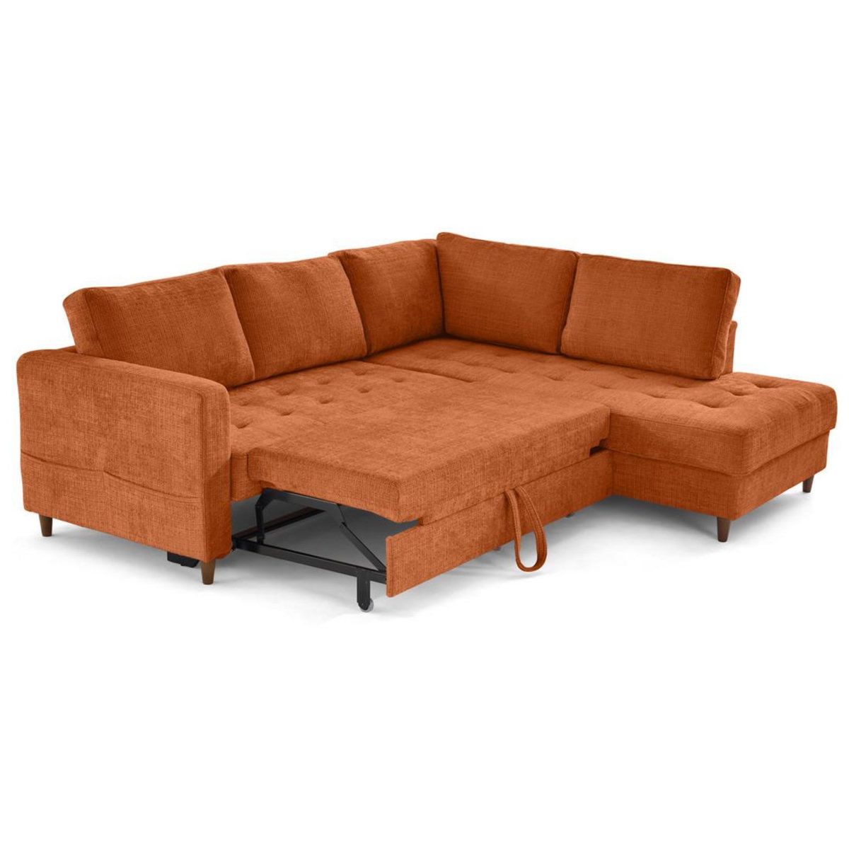 LISA DESIGN Anna - canapé d'angle droit 5 places convertible en velours texturé