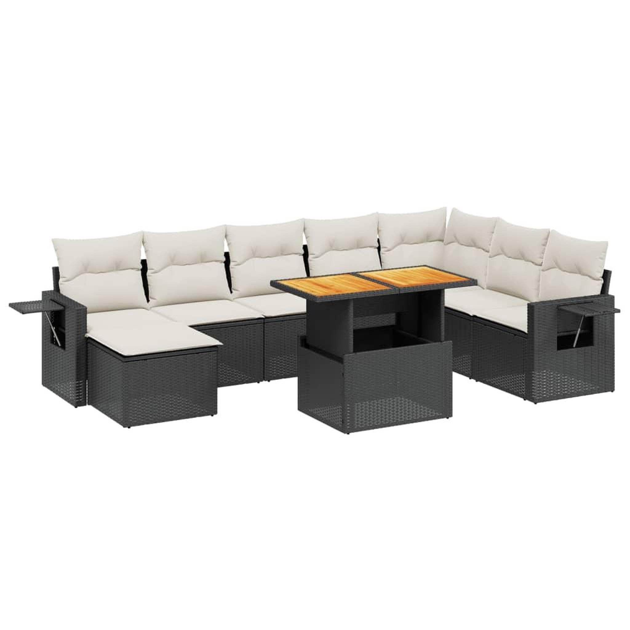 Voir la diapositive 2 : VIDAXL Salon de jardin 9 pcs avec coussins noir resine tressee