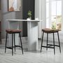 Voir la diapositive 2 : HOMCOM Lot de 2 tabourets de bar Vintage avec repose-pied piètement acier noir assise incurvée tissu marron effet vieilli