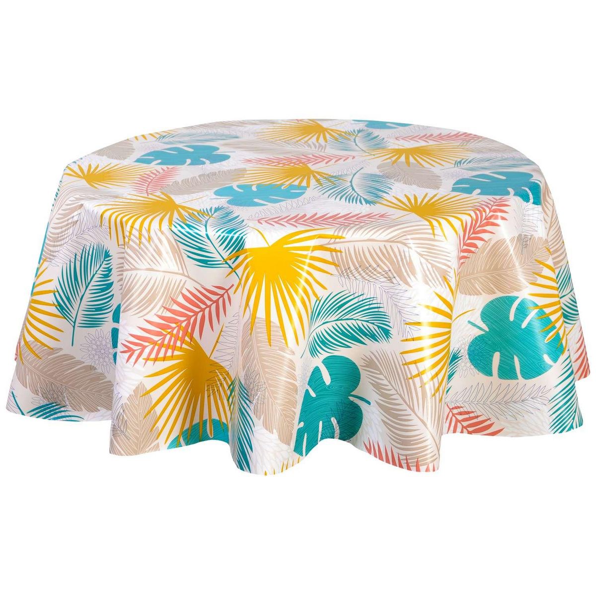 HABITABLE Nappe en toile cirée ronde Galie - Diam. 135 cm - Ecru