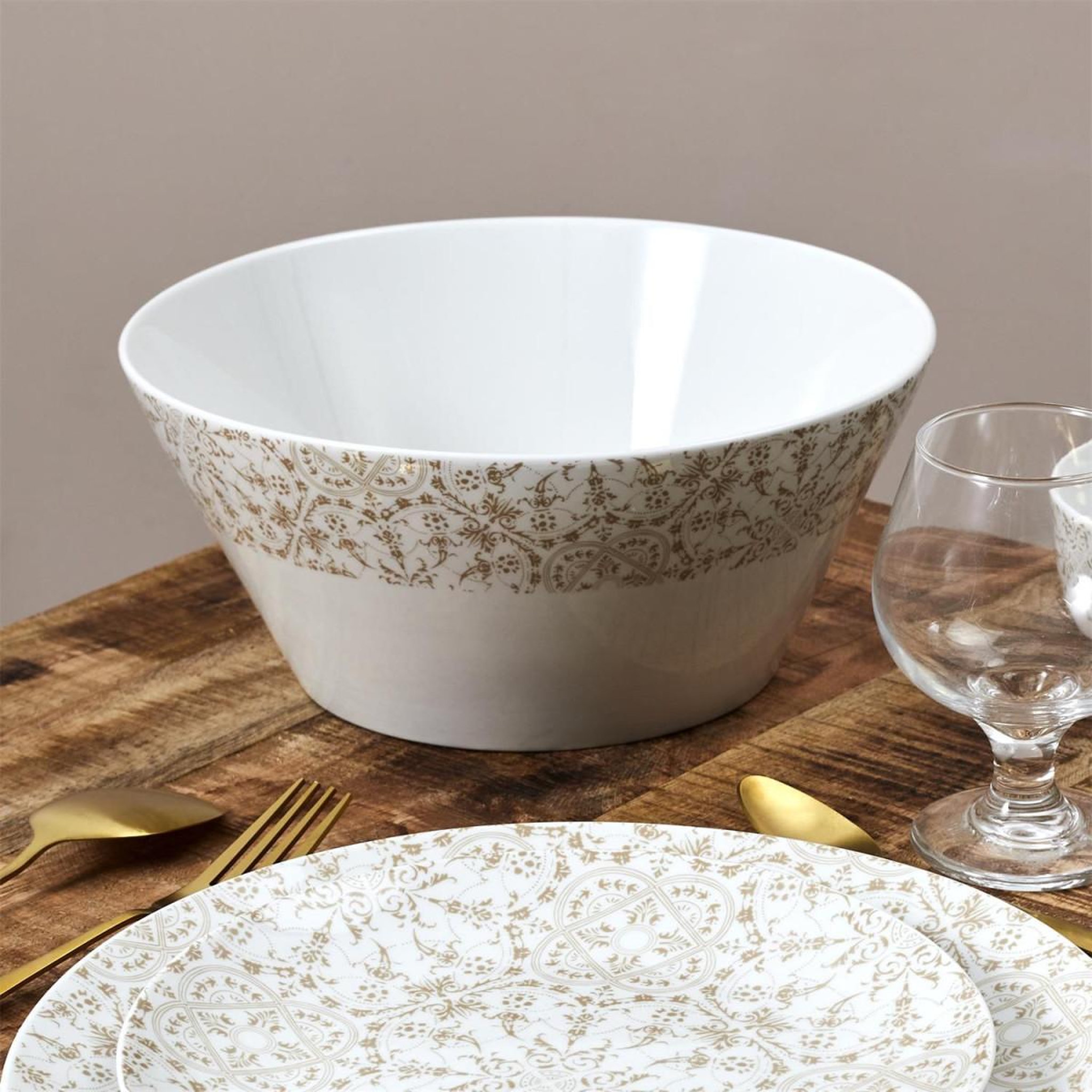 Voir la diapositive 2 : The Home Deco Factory Saladier en porcelaine  faience  25cm blanc