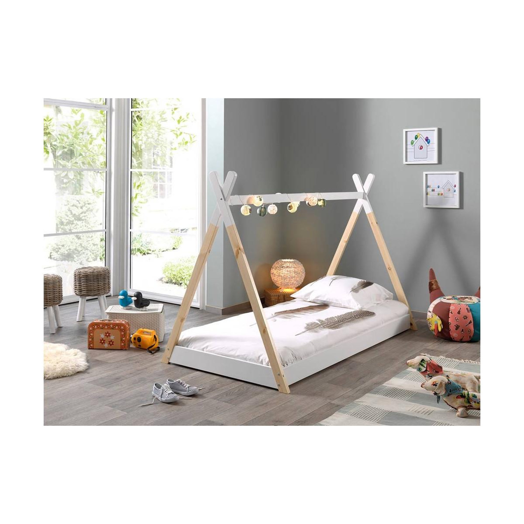 Voir la diapositive 5 : Paris Prix Lit enfant design  tipi  90x200cm blanc