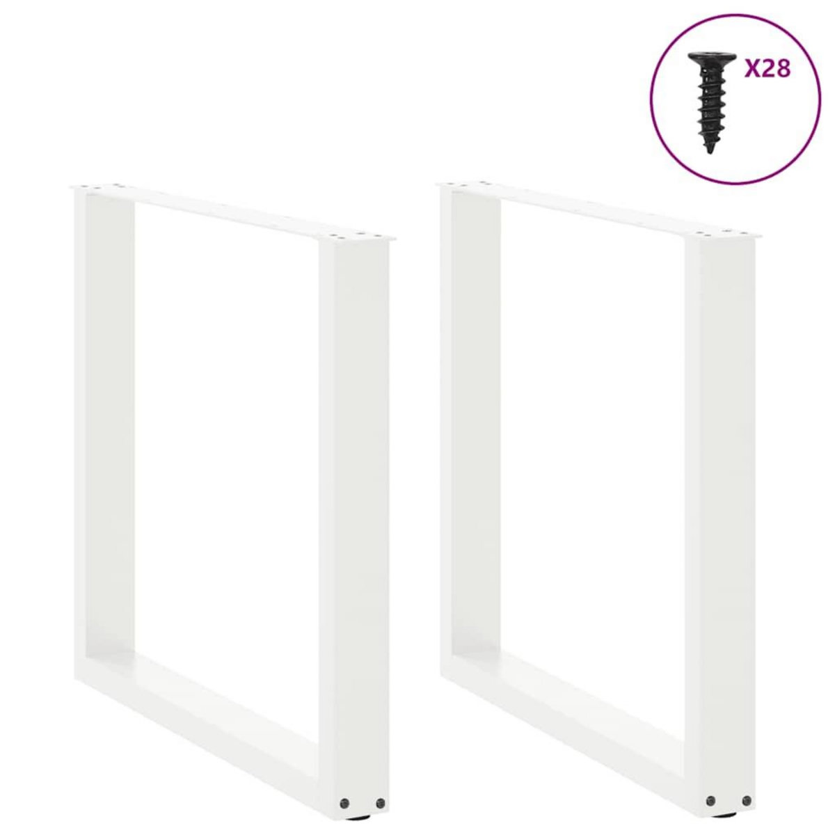VIDAXL Pieds de table a manger forme de U 2 pcs blanc 80x(72-73) cm