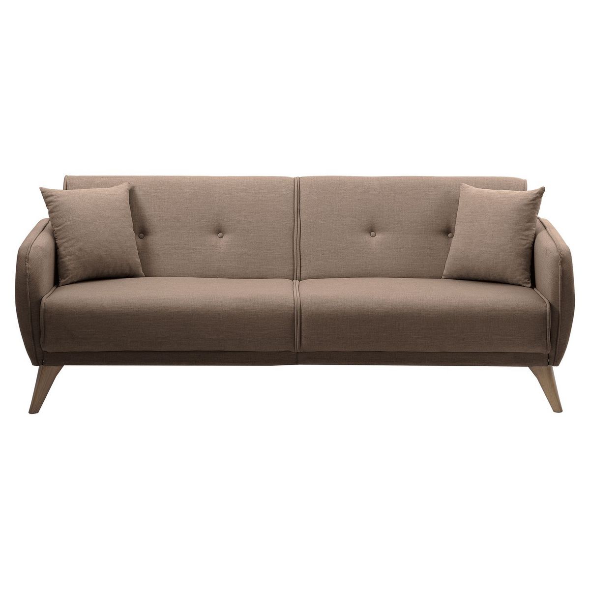 Canapé droit convertible 3 places tissu pieds bois clair BONJO