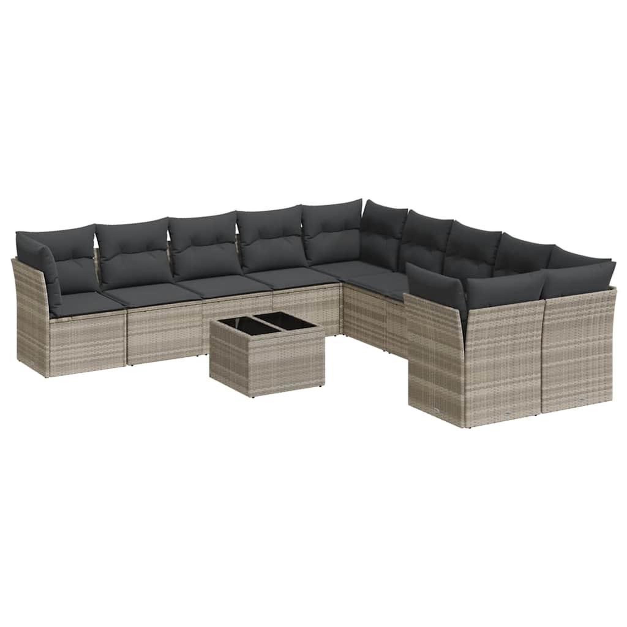 Voir la diapositive 2 : VIDAXL Salon de jardin 11 pcs avec coussins gris clair resine tressee