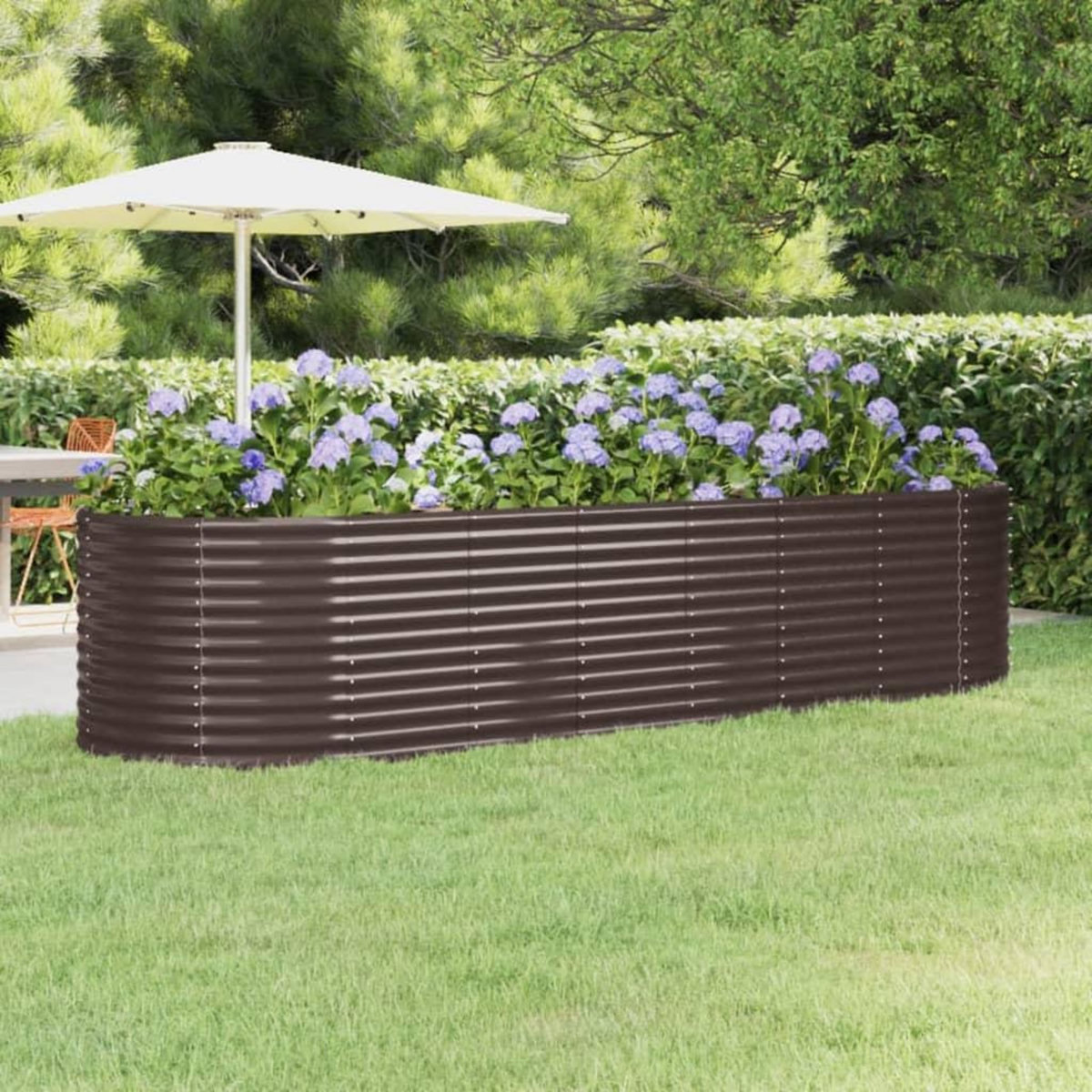 VIDAXL Lit sureleve de jardin Acier enduit de poudre marron