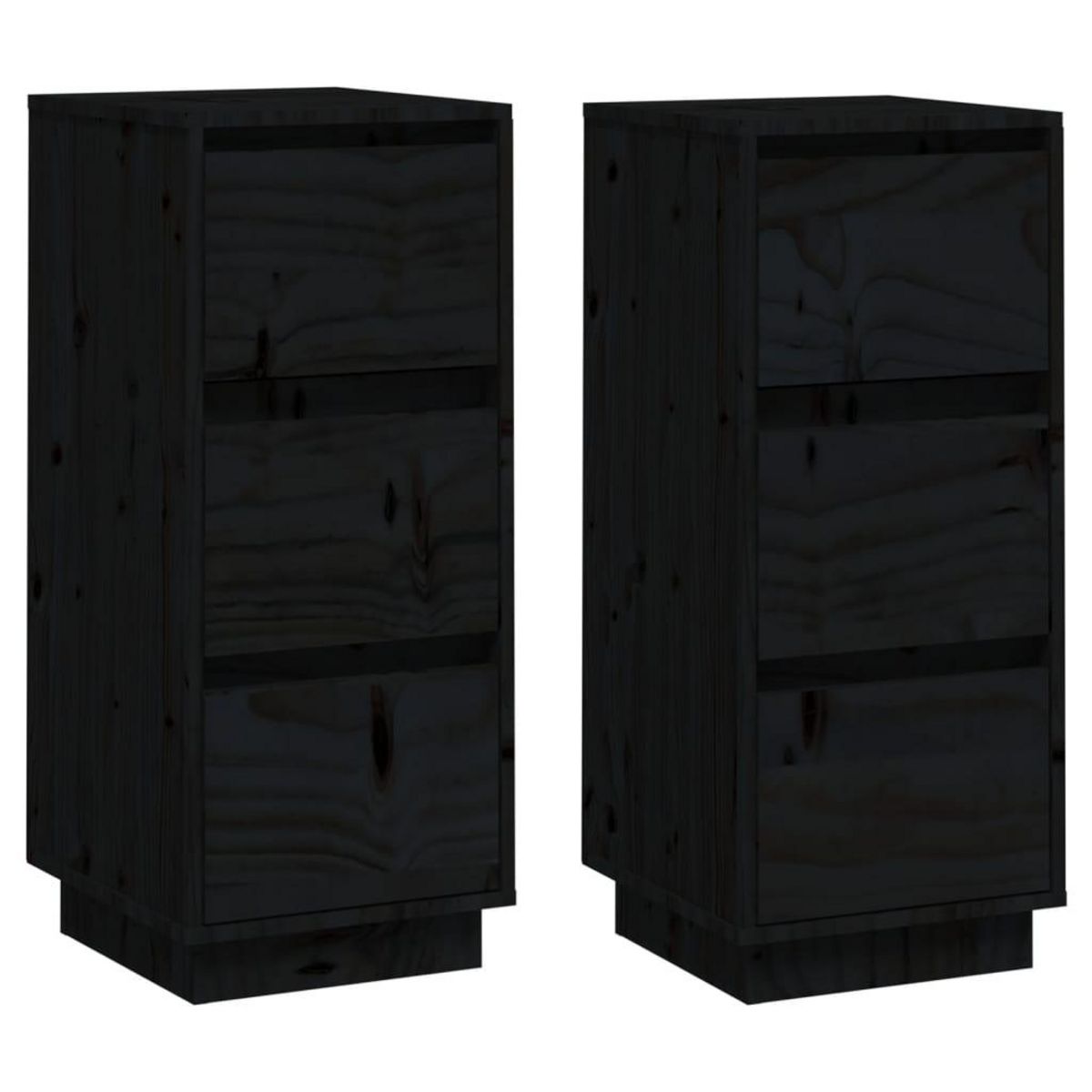 VIDAXL Buffets 2 pcs Noir 32x34x75 cm Bois massif de pin