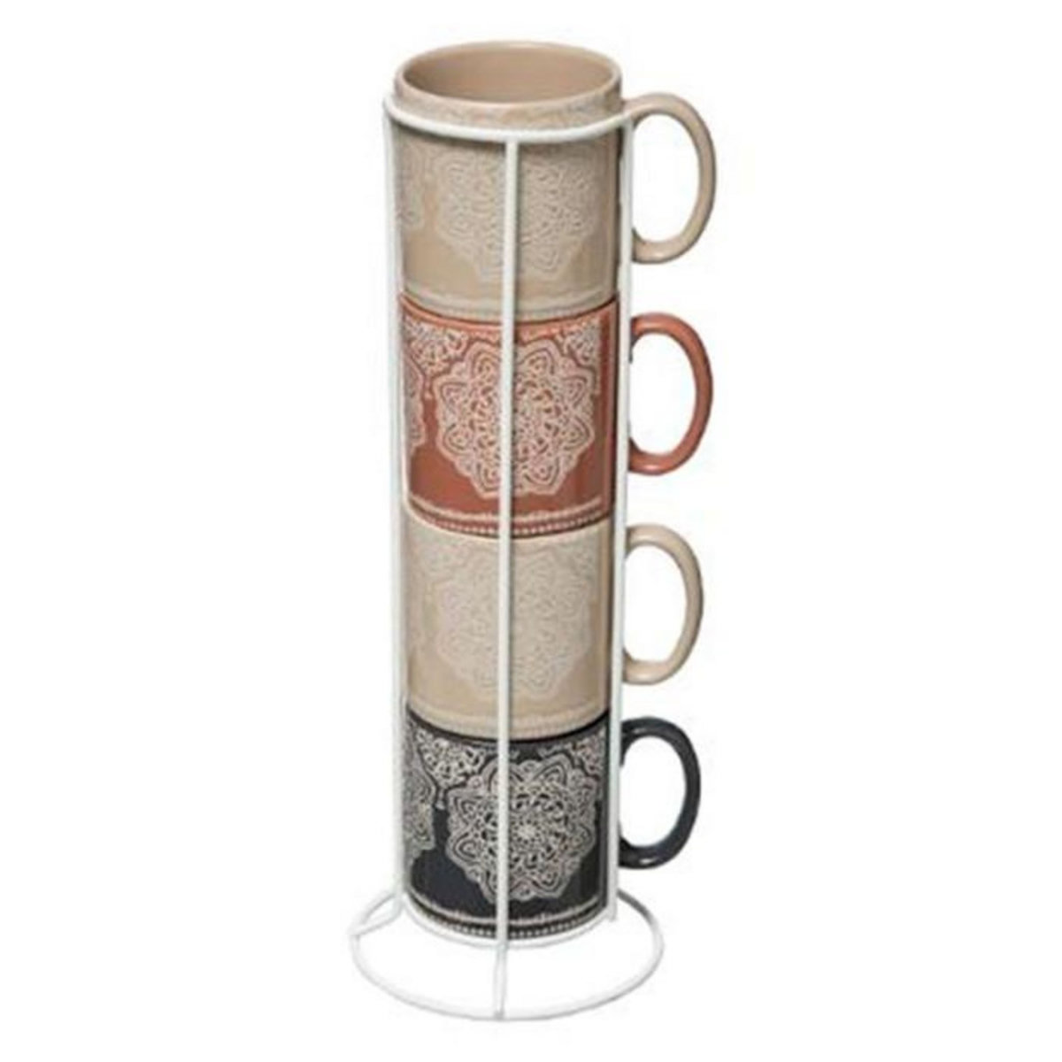 SECRET DE GOURMET Lot de 4 Mugs sur Rack  Indonésie  24cl Multicolore