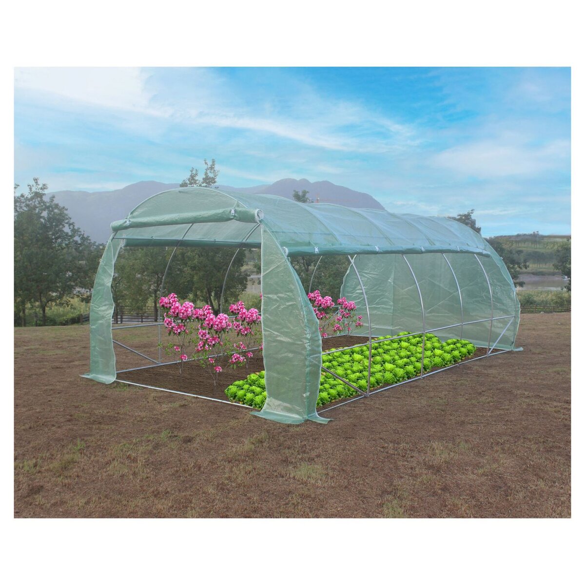 GARDENSTAR Serre tunnel 4 saisons - Métal/Polyéthylène - 15m²