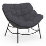 Voir la diapositive 1 : ID MARKET Fauteuil de jardin relax LOA effet rotin gris et coussin gris