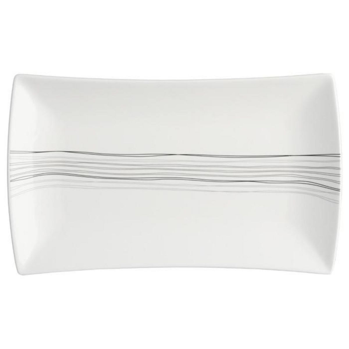 SECRET DE GOURMET Lot de 6 Assiettes Plates Rectangles  Lignes  26cm Blanc