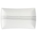 SECRET DE GOURMET Lot de 6 Assiettes Plates Rectangles  Lignes  26cm Blanc