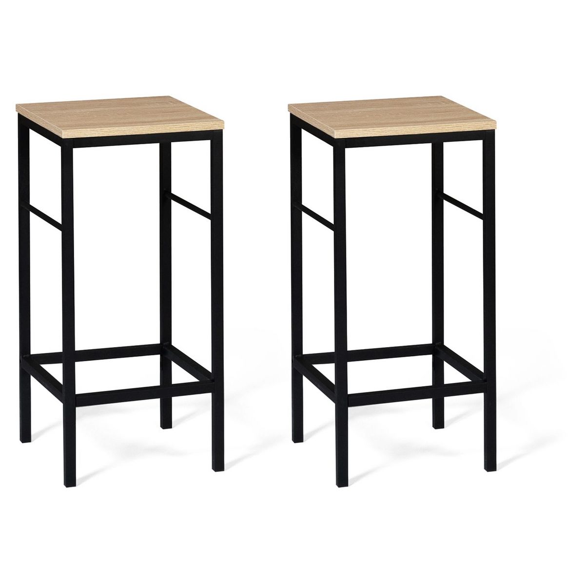 Lot de 2 tabourets de bar style industriel pieds métal HOUSTON