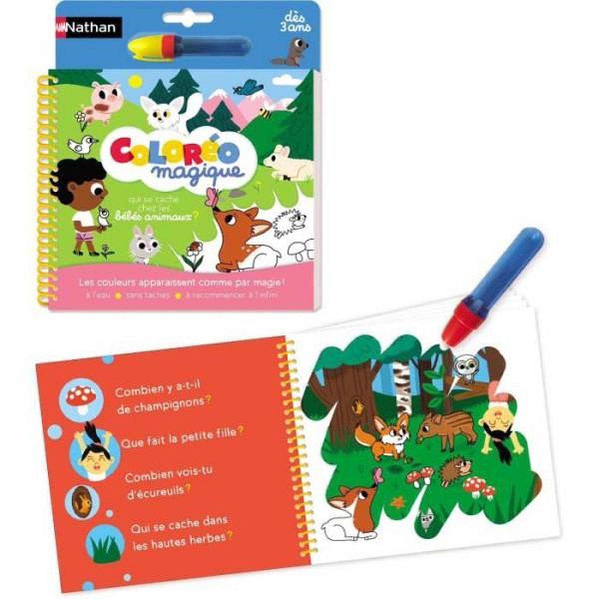 Nathan Coloréo - Bébés animaux - NATHAN - Coloriage a l'eau pour enfants de 3 ans et plus