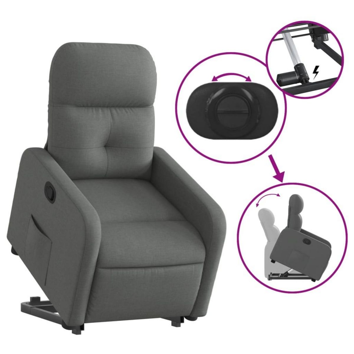 VIDAXL Fauteuil inclinable Gris fonce Tissu