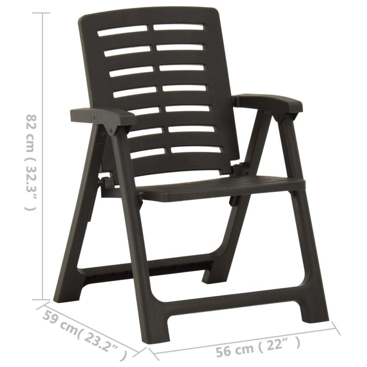VIDAXL Chaises de jardin lot de 2 Plastique Anthracite