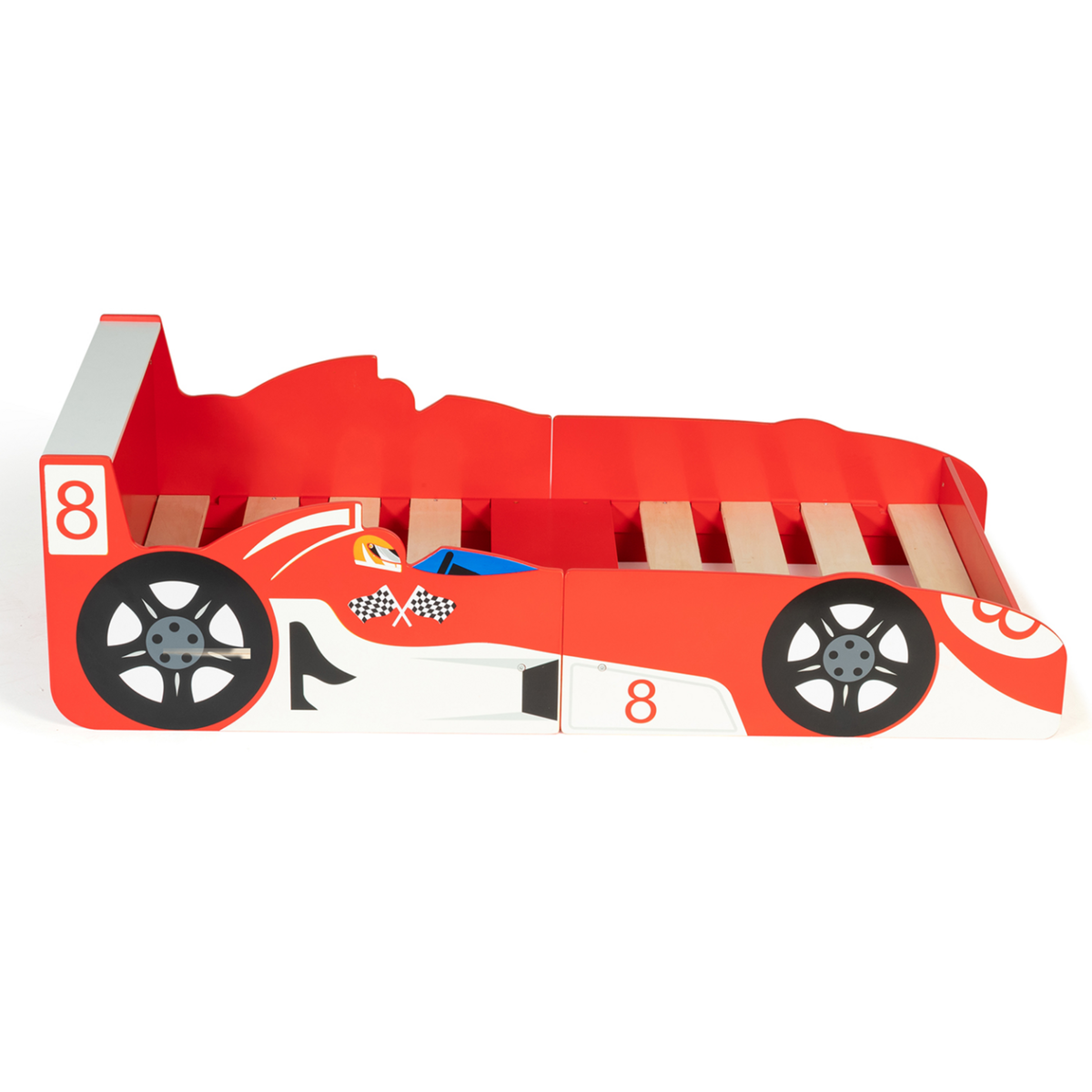 ID MARKET Lit enfant voiture formule 1 TEDDI 70 x 140 CM rouge