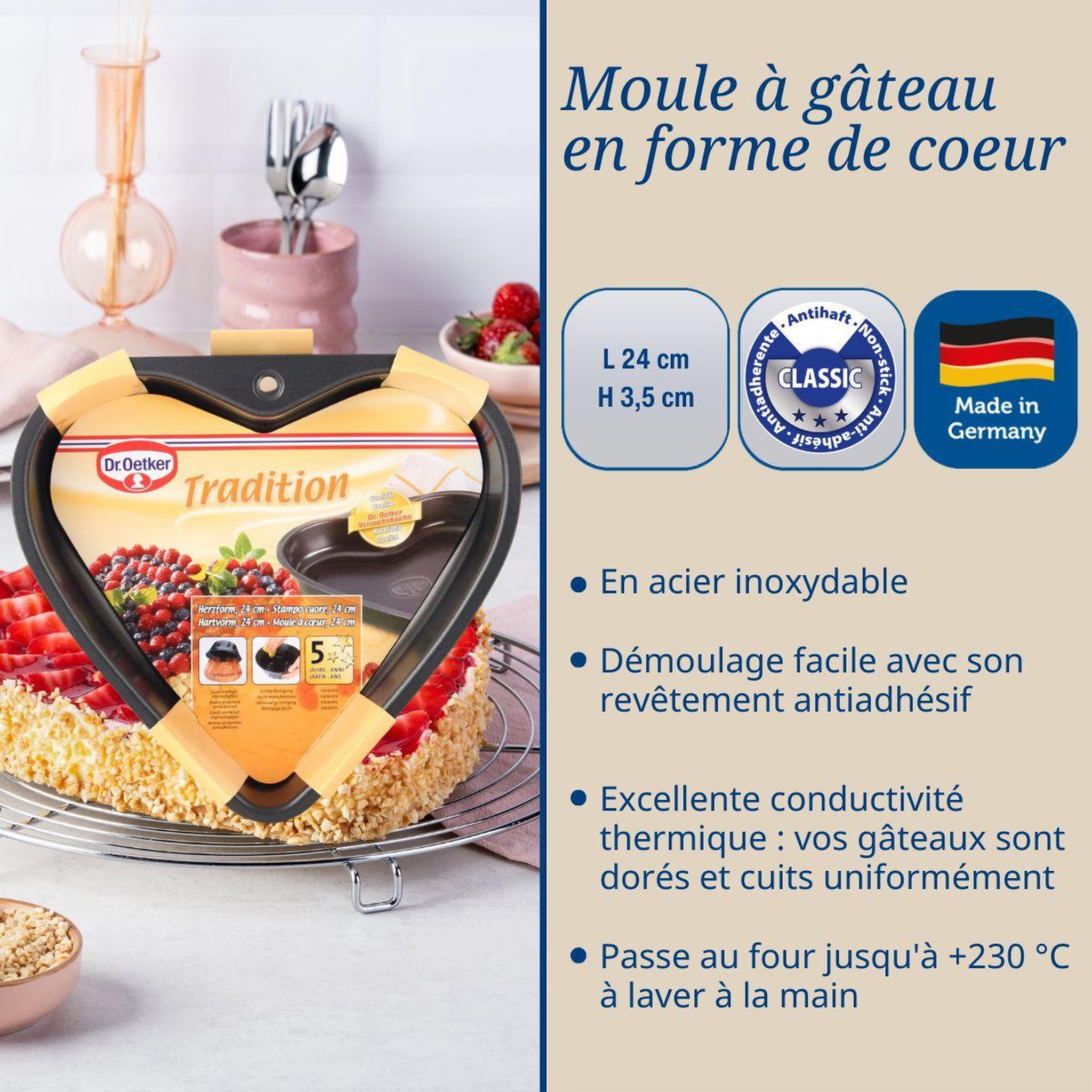 Voir la diapositive 3 : DR.OETKER Moule à gâteau cœur 24 cm dr oetker tradition